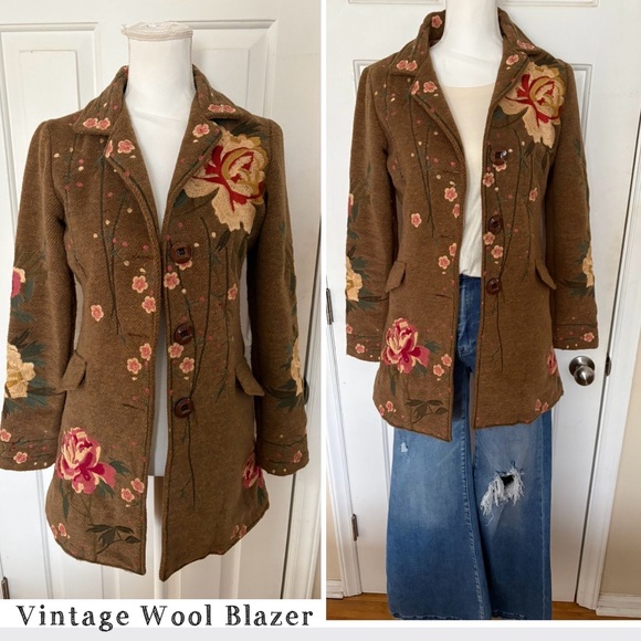 paparazzi Jackets & Blazers - 100% Wool Bohemian embroidery cottagecore coat